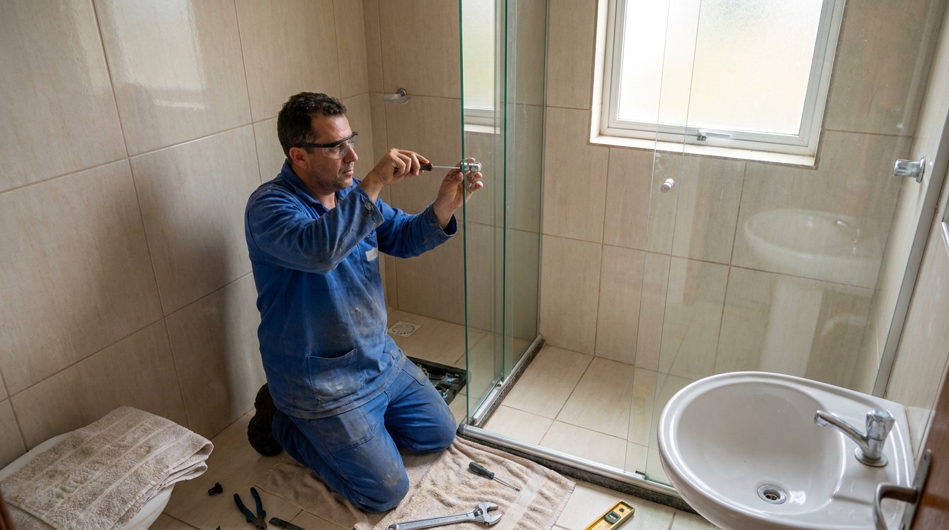 Técnico realizando manutenção de box em Governador Valadares‑MG